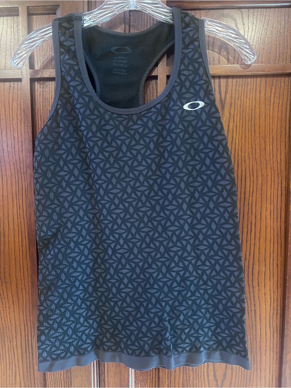 Oakley O Hydrolix Tank Top Womens Gray Black Geometric Diamond Pattern Racerback